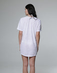 Palms Terry Short Sleeve Lace Neck Tunic