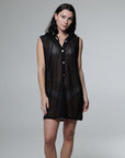 Escala Sleeveless Button Down Hoodie