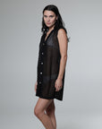 Escala Sleeveless Button Down Hoodie