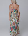 Funky Palm Strappy Tie-Front Maxi Dress