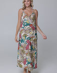 Funky Palm Strappy Tie-Front Maxi Dress