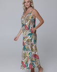 Funky Palm Strappy Tie-Front Maxi Dress