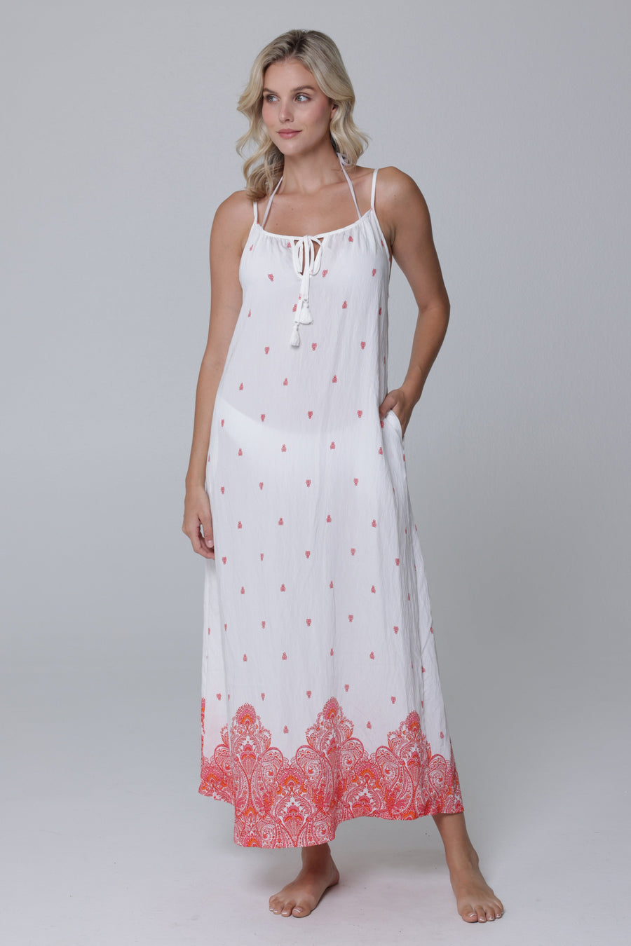 Corsica Tie Front Strappy Maxi Dress