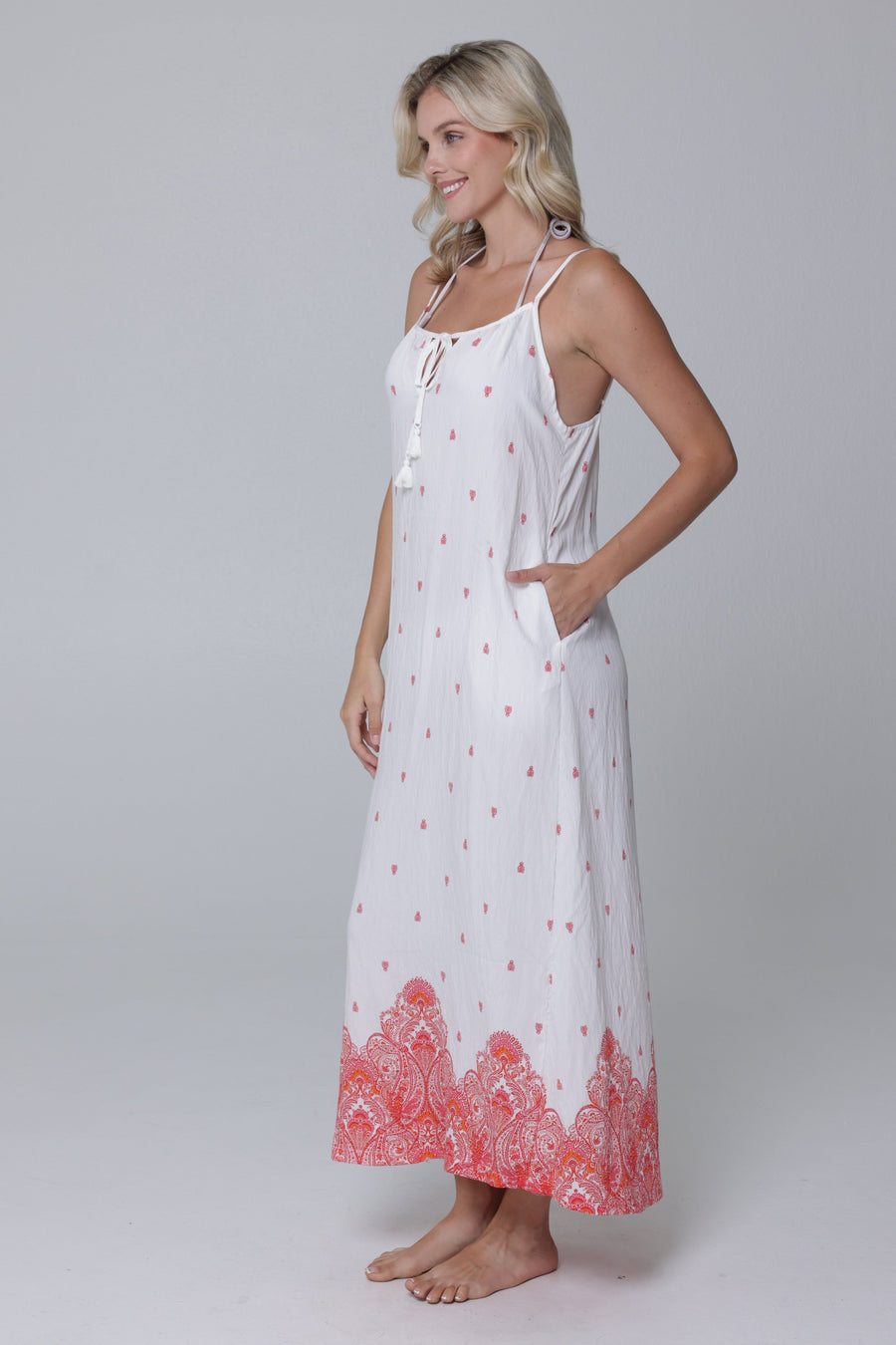 Corsica Tie Front Strappy Maxi Dress