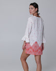 Corsica Ruffle Sleeve Lace Neck Tunic