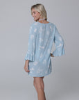 Leaf Ruffle Sleeve Lace Neck Tunic