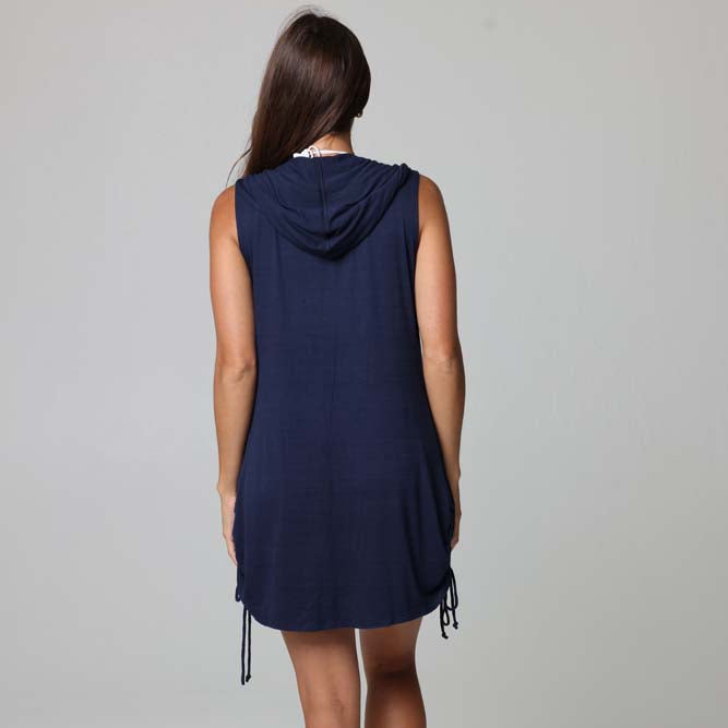 Kira Slub Sleeveless Side Tie Zip Hoodie